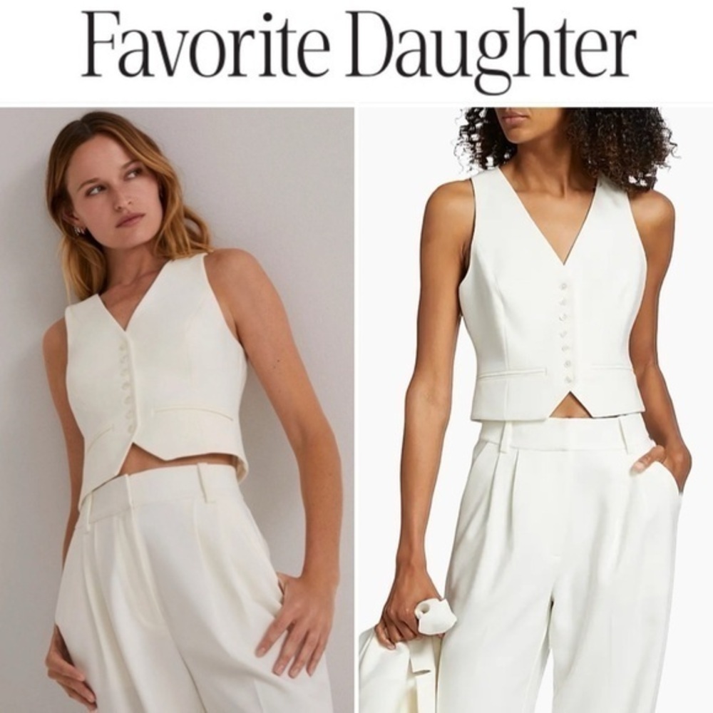 Favorite Daughter Favorite Tailored Vest White Ivory Vest Sz L NWT 188$